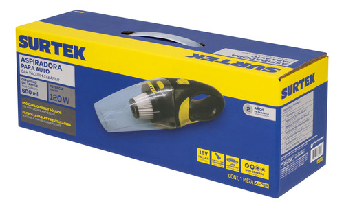 Aspiradora Portátil Para Automóvil 600 Ml, 12 V, Surtek Asp5