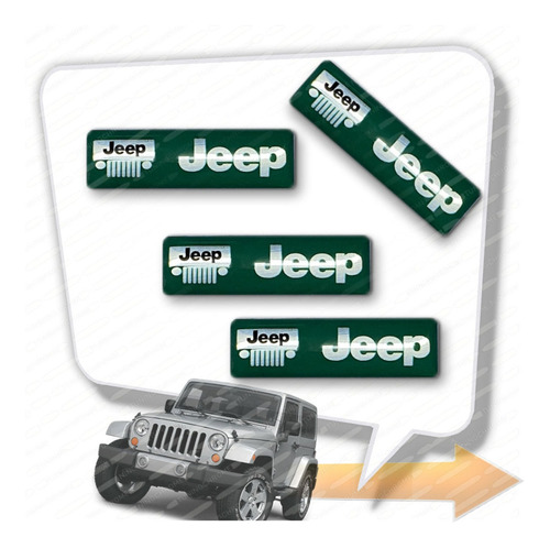 Kit 4 Emblemas Jeep  Resinadas Interior Tuningchrome