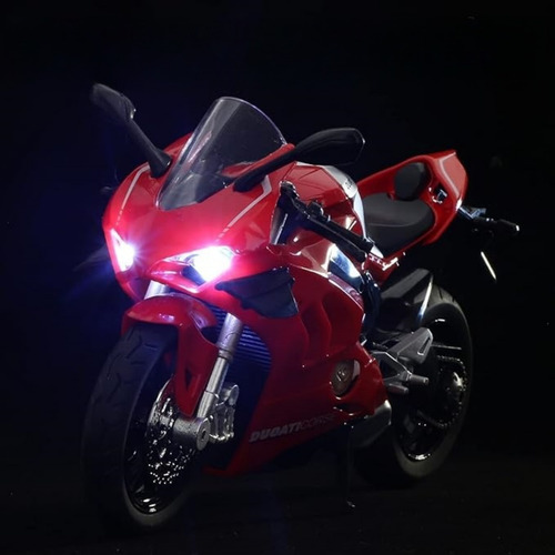 Punimo Carros De Juguete Ducati 1199 Moto De Juguete Motos De Juguetes Coleccionables Con Luz Sonido Y Base 1:12 Regalos Para Niños