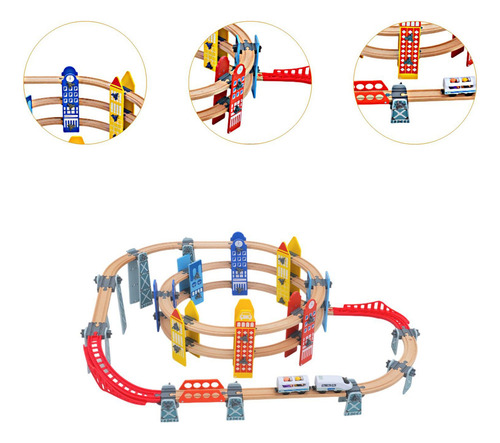 Para Z0hz Juego De Vías De Tren De Madera Con Puente Para