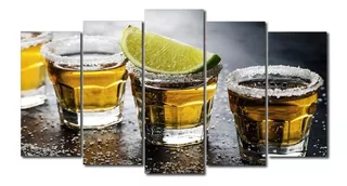 Quadro Mosaico Painel Bar Bebidas Drinks Tequila - 5 Placas