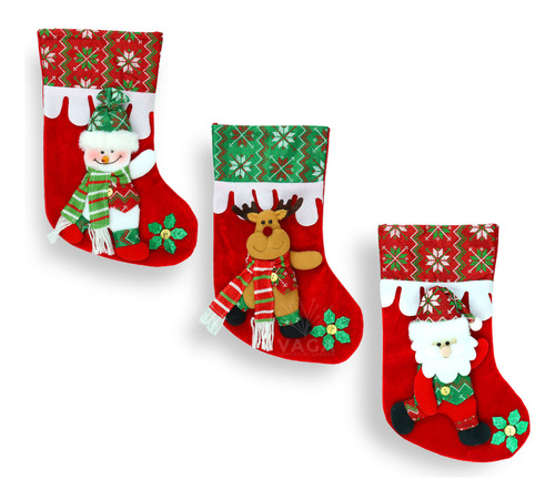 Bota Navideña Colgante Decoración Navidad Santa Muñeco 33 Cm