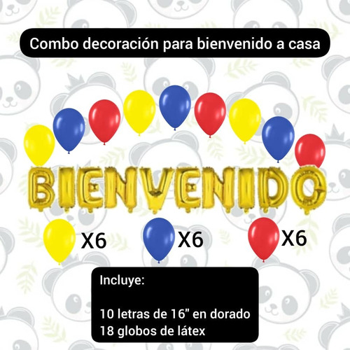 Set De Globos Látex / Metalizados  Bienvenido / Bienvenida