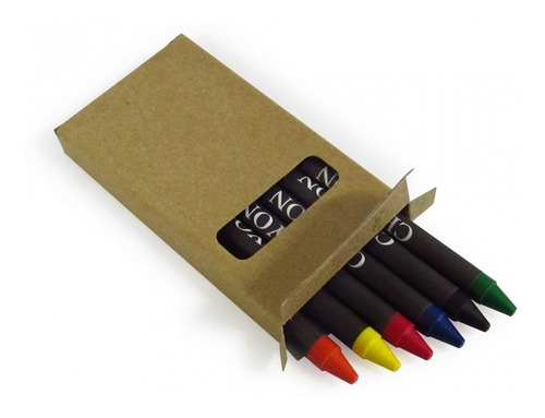 Set Crayolas No2 Seis Colores Dibujo Escritura Escolar X6und