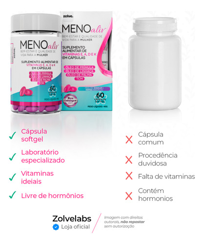 2un Meno Aliv® Com Vitaminas A, D, E E K 60 Cápsulas