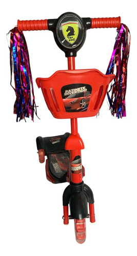 Brinquedo Patinete Divertido Cor Preto Com Cesta Luz E Som