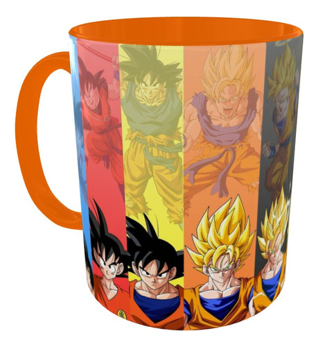 Mugs Dragon Ball Goku Evolucion Pocillo Serie Geeks Orange