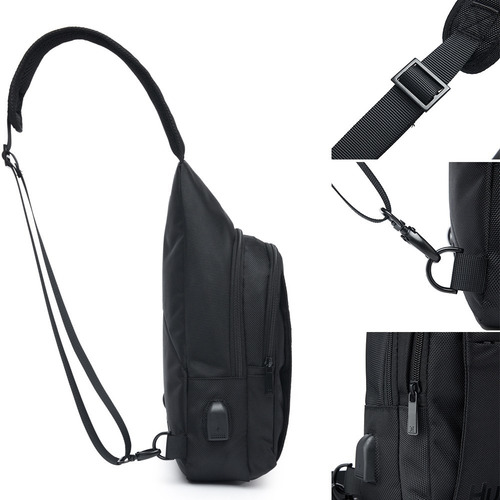 Bolsa Shoulder Bag Masculina Hurley Preto Poliéster Desenho Do Tecido Liso