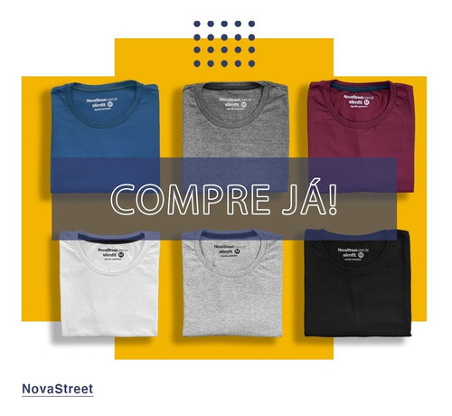 Kit 6 Camisetas Masculinas Slim Fit Básicas Algodão Premium