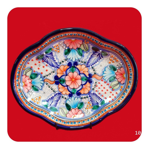 Imagen 7 de 9 de Charola Pavera Mediana De Talavera Poblana Colores Chr