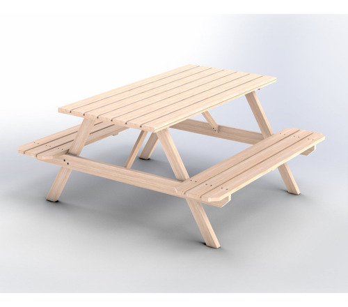 Mesa Picnic Madeira Maciça 140cm X 70cm Natural Gbwt