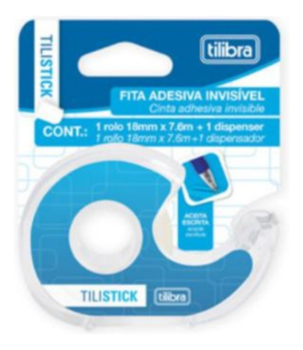 Fita Adesiva Invisível 18mm X 7.6m Com Dispenser - Tilibra