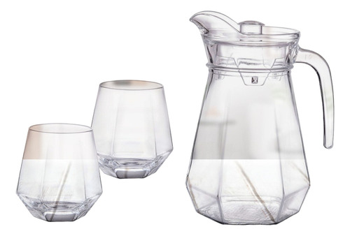 Jarra De Vidrio Para Agua Y Bebidas Con Tapa + 4 Vasos 