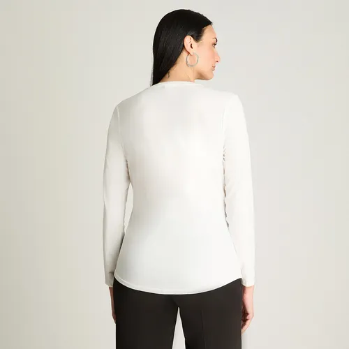 Polera Manga Larga Botones Crudo Moda Mujer Hasta Xxxl