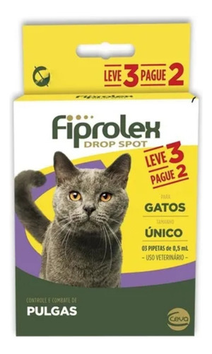 Pipeta antiparasitário para pulga Ceva Fiprolex Drop Spot para gato