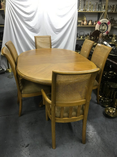 Comedor Madera Roble Con Esterilla De 6 Puestos Con Extensió