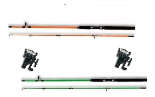 Imagen 2 de 2 de Combo 2 Cañas 2,40 Cm + 2 Reel 3bb Con Naylon