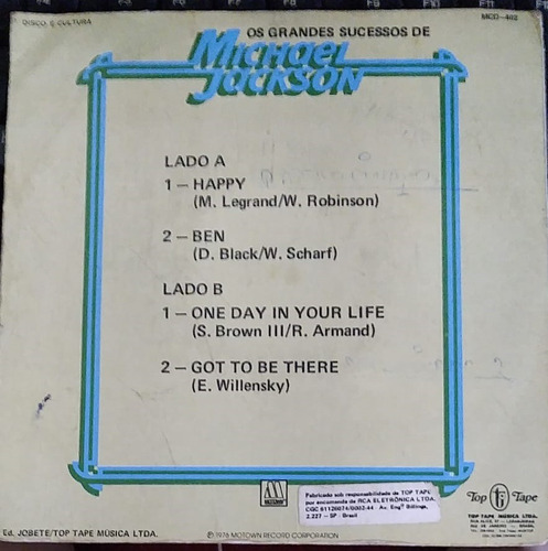 Lp Compacto Duplo Michael Jackson Happy / Ben (Usado)
