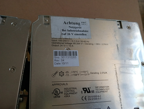 Fuente Alimentación Lote 3 Pza.110-240v, Salida 24 Vcd 10 A.