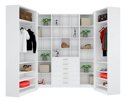 Kit Closet Com Gaveteiros E Cabideiro A 2,40 M418.b Cor Branco