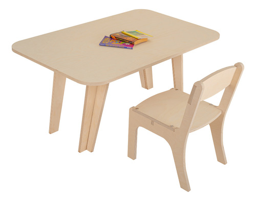 Set Infantil Mesa Rectangular Y Silla De Abedul - Duduk