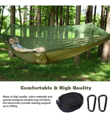 Hamaca De Camping Con Mosquitera Individual Doble De 200 Kg