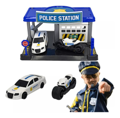 Estação Policial Brinquedo Menino Delegacia Carrinho Motinha
