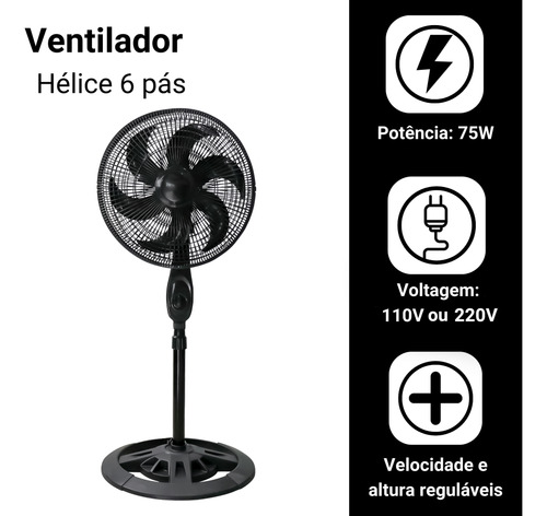 Ventilador Silencioso De Coluna Piso Ajustável Eco Turbo