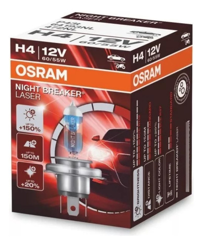 Bombillos Osram H4 Night Breaker Original 150+ Luz 60w55