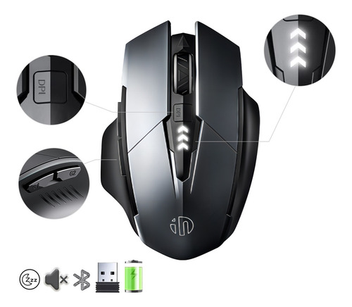 Mouse Inalámbrico Bluetooth Recargable Ergonomía 2.4g 3modos