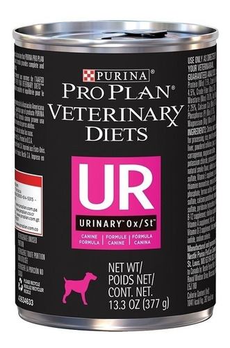 Alimento Pro Plan Veterinary Diets Urinary ST/OX para perro adulto todos los tamaños sabor mix en lata de 377g