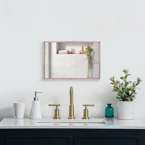 Espejo Rectangular Con Marco De Metal Aazzkang Para Baño, Do
