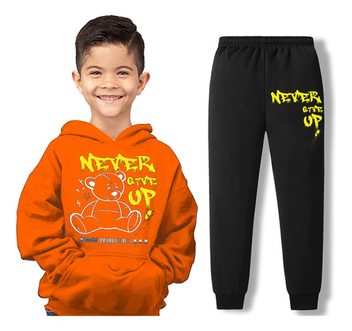 Conjunto Buzo Y Pantalón De Osito / Never Give Up / Niños