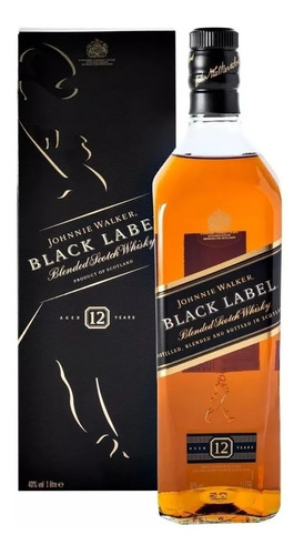 Whisky Johnnie Walker Black Label 12 Años 1000 Ml. (1 Lt).-