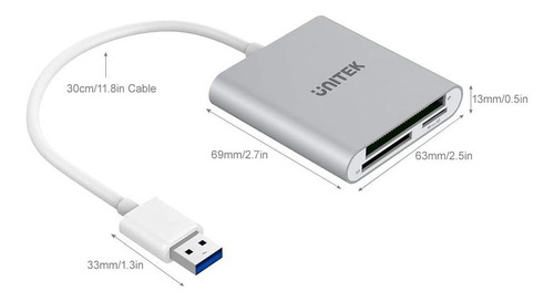 Lector De Memoria - Unitek - Usb 3.0 - Sd / Micro Sd / Cf