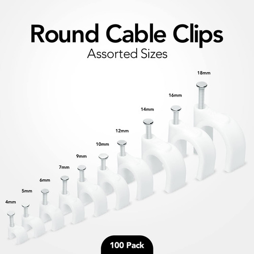 Paquete De 100 Mini Clips Redondos Para Cables De Computador