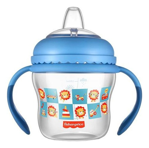 Fisher Price Copo Leão Transição Bico Azul Infantil Bebê 150ml Azul-claro Leão
