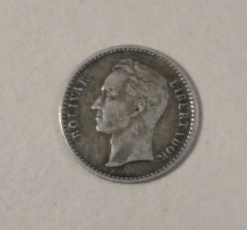 Moneda De Plata De Venezuela Del Año 1954, 50 Céntimos 