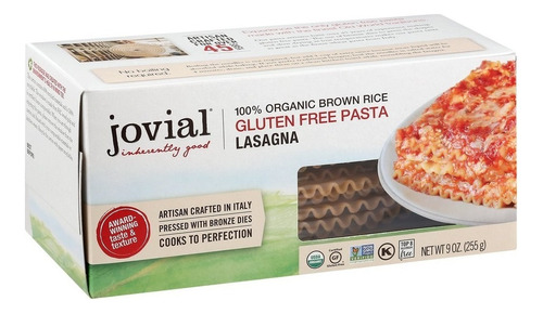 Jovial Pasta Lasagna Orgánica Sin Gluten 255g