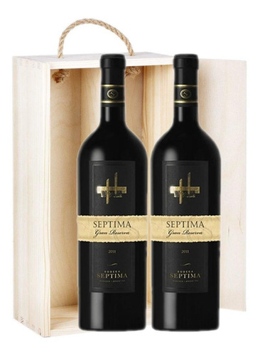 Estuche Madera Vino Septima Gran Reserva Blend Prestige X2