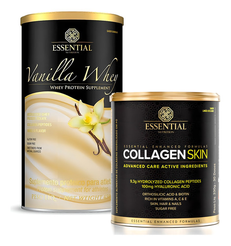 Kit Vanilla Whey Protein 450g + Collagen Skin 330g Essential