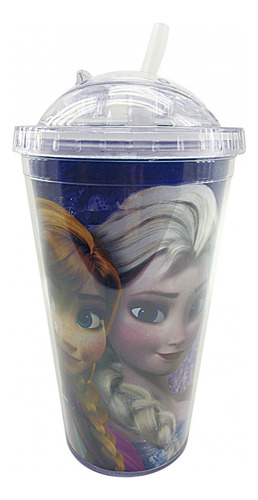 Copo Com Canudo Anna & Elsa Frozen 450ml - Disney