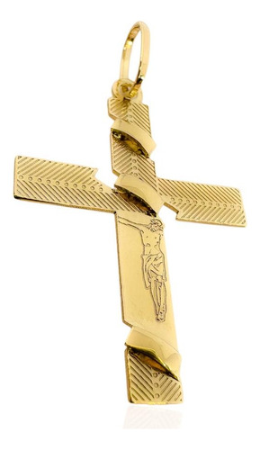 Pingente Crucifixo Ouro 18k 750 30 Mm Cor Dourado