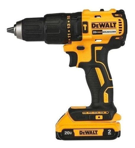 Imagem 3 de 3 de Furadeira martelete sem fio de 13mm DeWalt DCD778D2 20V + 2 baterias de 2Ah + acessório com bolsa 110V/220V