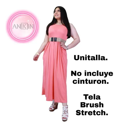 Vestido Largo Casual Fiesta Rosa Fiusha Stretch Sin Mangas Vestido Largo Casual Fiesta Rosa Fiusha Stretch Sin Mangas