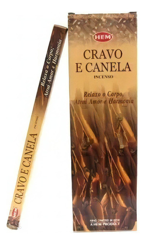 Incenso Hem Cravo E Canela 1 Cx C/25 Caixinhas C/ 8 Varetas