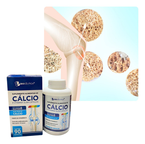 Cálcio E Vitamina D3 Ossos Músculos Imunidade 90 Cáps Sabor Sem Sabor