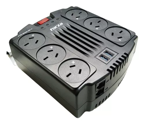 ESTABILIZADOR DE TENSION FORZA 220V 6 TOMAS IRAM 2 USB 600W