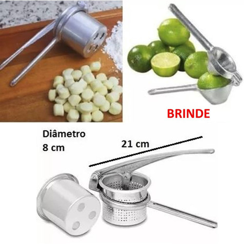 1 Espremedor Amassador Batata C/ Nhoqueira + Brinde Limão