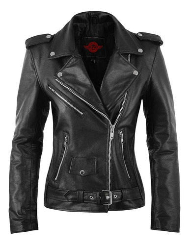 Chaqueta De Moto De Cuero Para Mujer (as1, Alpha, L, Regular